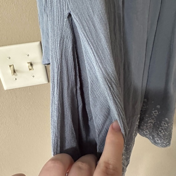 Knox Rose Blue Dress Long Sleeve Cut Out Shoulders Embroidered Stitching - Picture 7 of 9